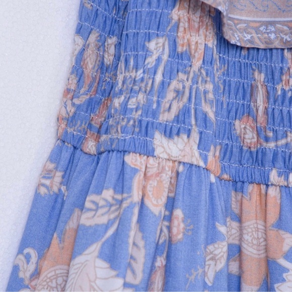 Ruffled Off-The-Shoulder Blue Border Floral Print Dress Women’s Multi Sizes NWT - Picture 8 of 10